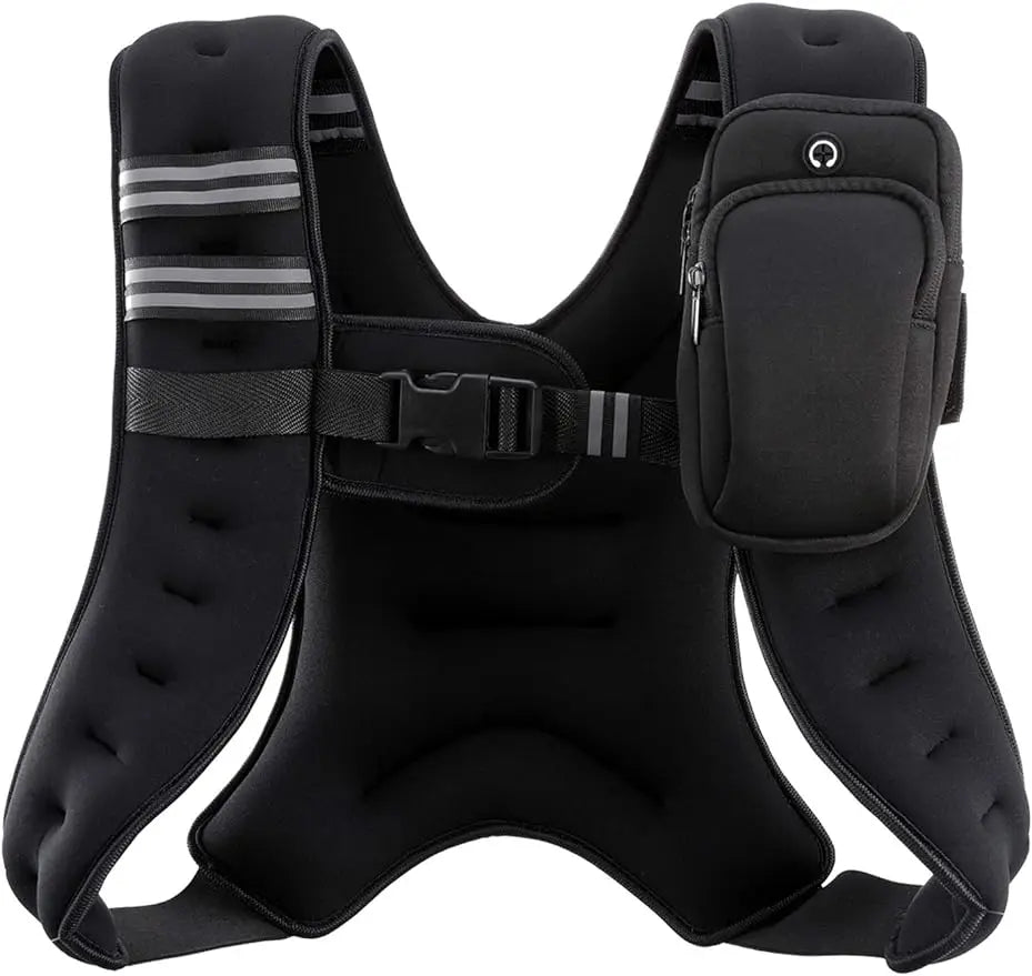 Chaleco lastrado EnduroFlex: carga ajustable (de 2,7 kg a 13,6 kg) con correa reflectante para entrenamiento cardiovascular, de fuerza y con el propio peso.