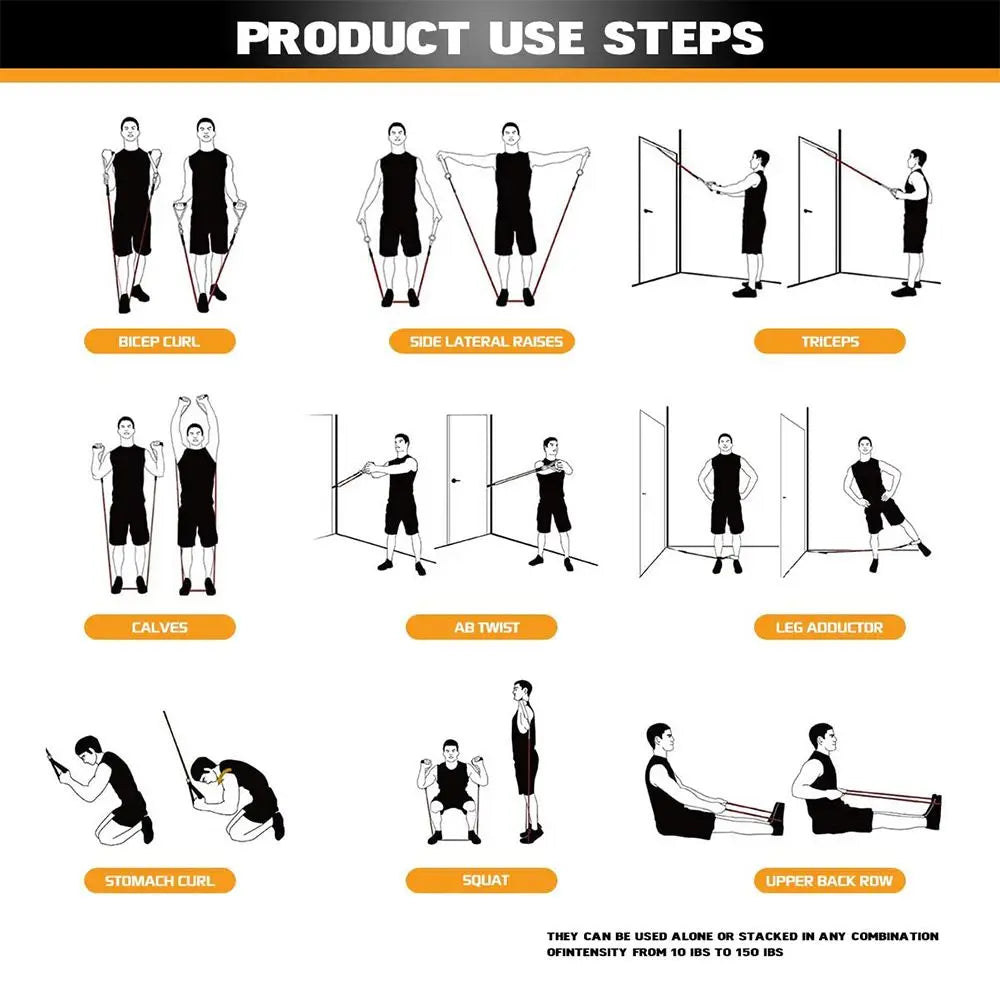 Juego de entrenamiento con bandas de resistencia EnduroFlex de 11 piezas