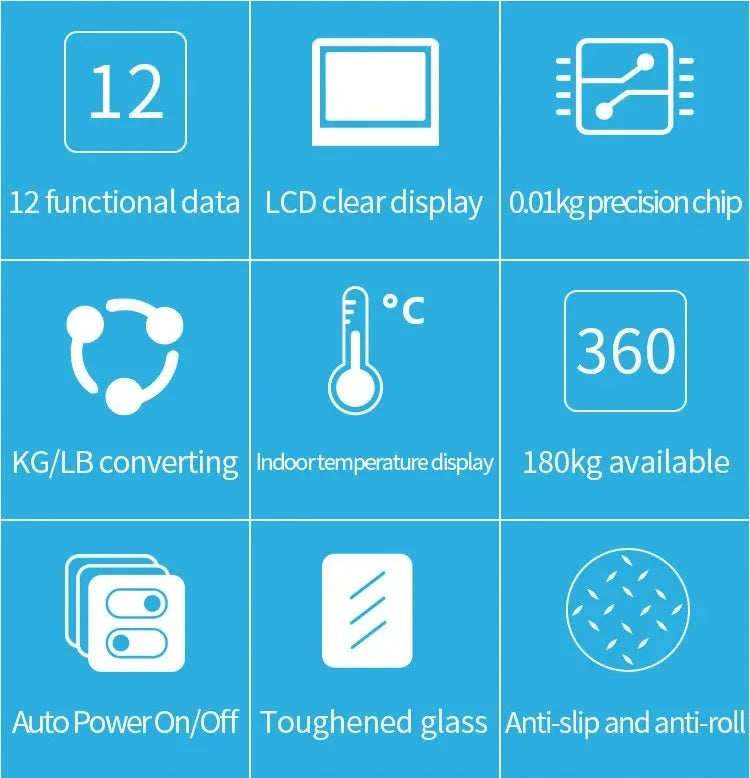 Báscula inteligente de grasa corporal EnduroFlex: elegante pantalla digital