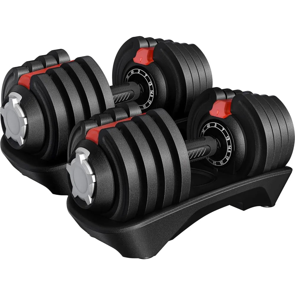 Juego de mancuernas ajustables EnduroFlex: de 1,3 kg a 18 kg cada una (36 kg en total) | Selector de peso rápido