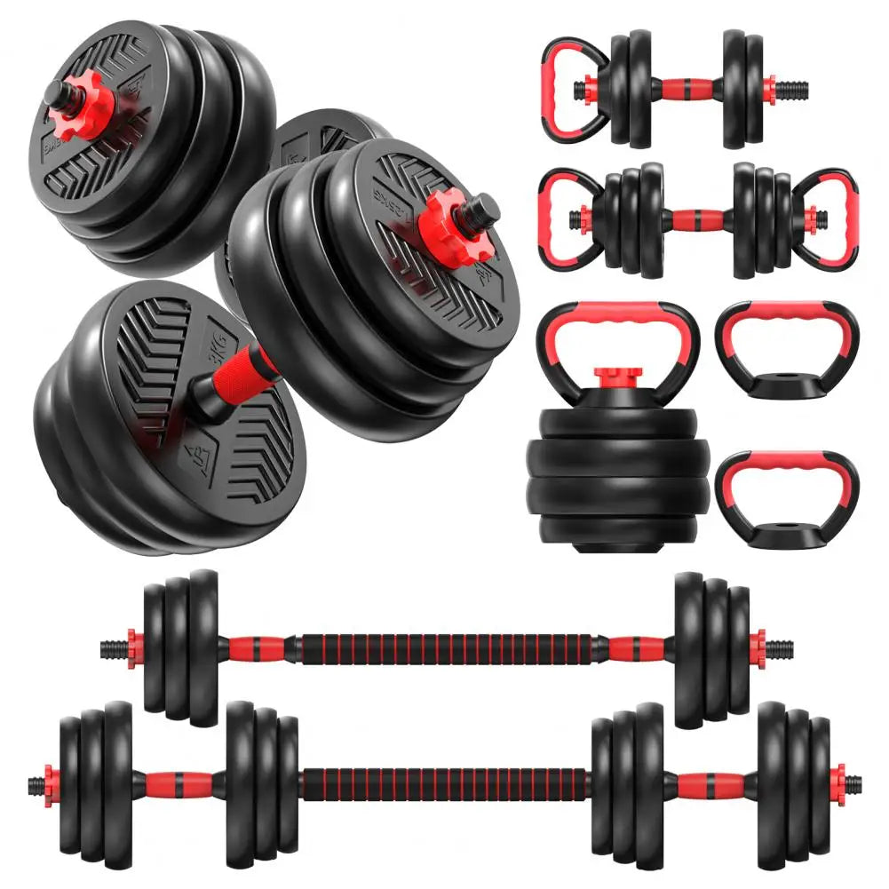 Juego de pesas ajustables EnduroFlex 4 en 1: mancuernas, barra, pesa rusa y kit para flexiones (40 kg en total)