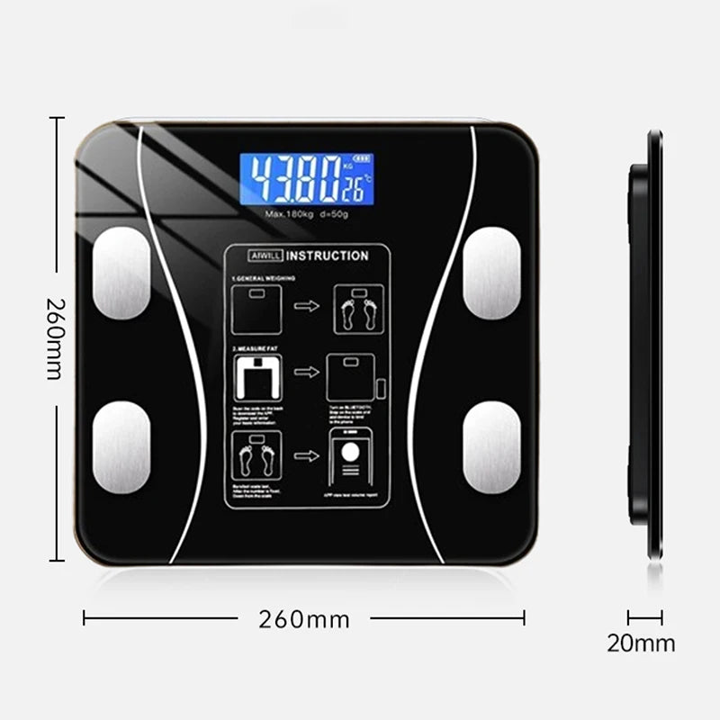 Báscula inteligente de grasa corporal EnduroFlex: elegante pantalla digital