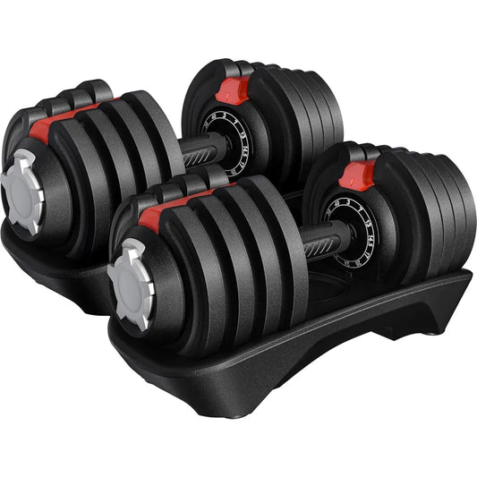Juego de mancuernas ajustables EnduroFlex: de 1,3 kg a 18 kg cada una (36 kg en total) | Selector de peso rápido